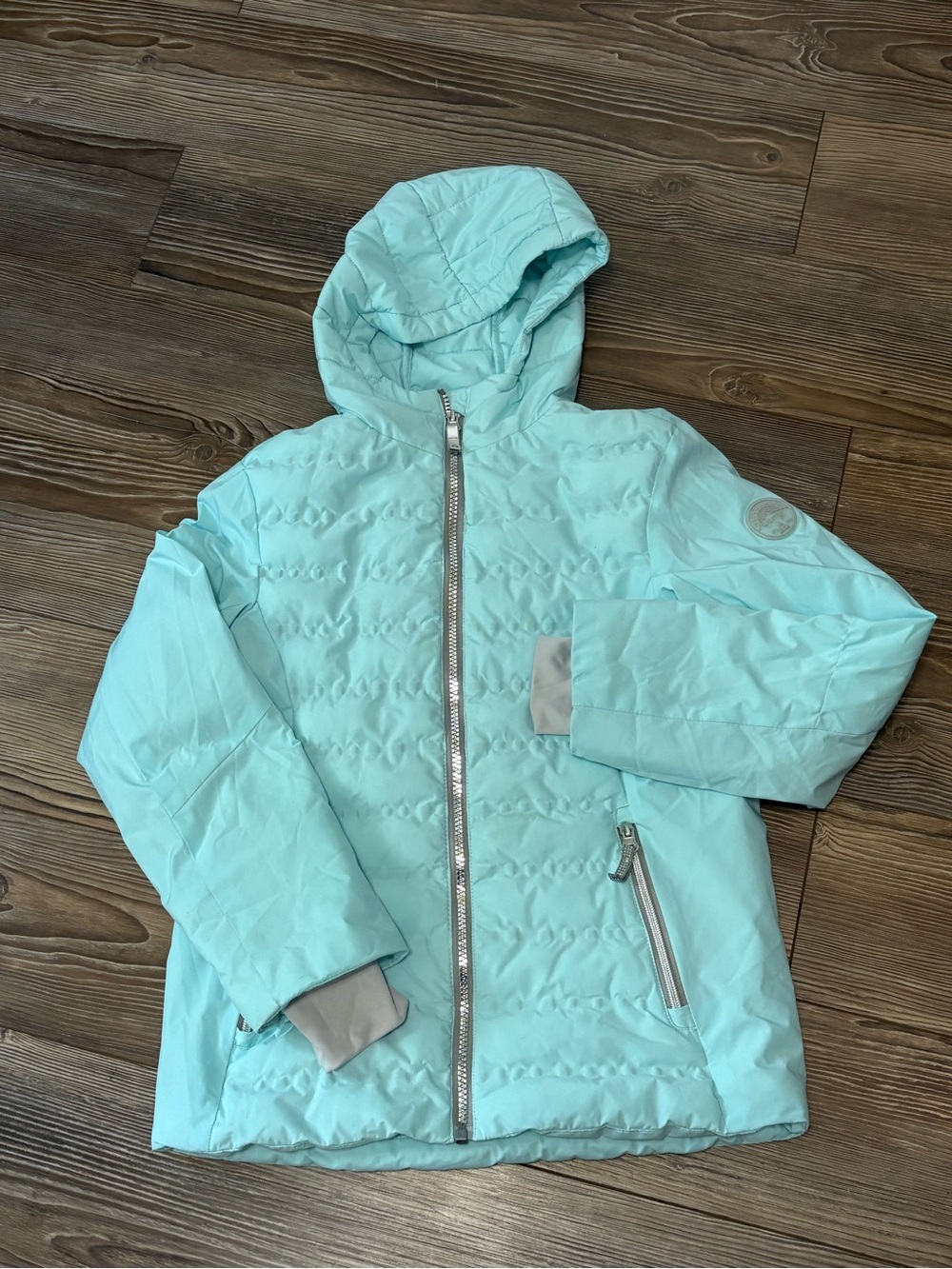 • Gerry Girls Ice Cave Aqua Blue Hooded Puffer Jacket M 10/12